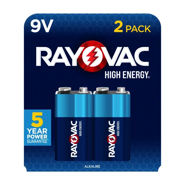 Rayovac High Energy 9V Batteries 2pk - Alkaline Battery: Household Power Source