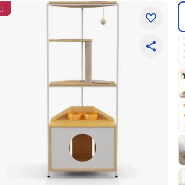 Cesicia Corner Cat Tower Scratching Post Cat Tree & Scratching Post, White
