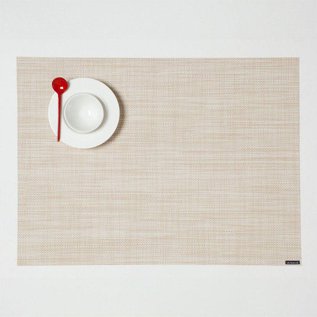 Chilewich Easy-Care Mini Basketweave Rectangle Placemat, Parchment, Set of 4
