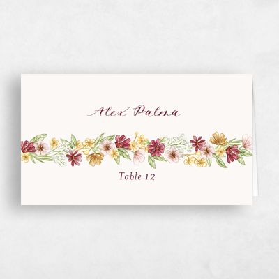 Beige Whimsical Wedding Place Card - Monaco