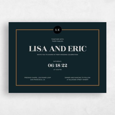 Dark Teal, Green Wedding Invitation - Braunfels Stamp