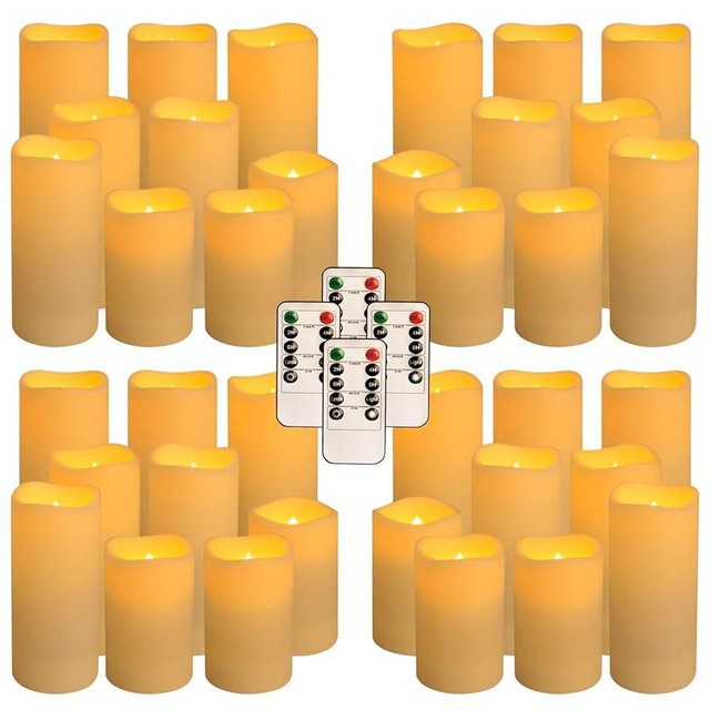 Aamdkcyu 36 Pack Waterproof Flameless LED Candles - Outdoor Battery Operated Candles with Remote & Timer, Realistic Flickering Flame, Safe for Porch, Patio, Weddings, Parties & Home Decor
