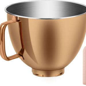 5 Quart Stainless Steel Mixer Bowl for Kitchenaid Classic&Artisan Tilt Head Mixer, Fit for KSM75, KSM90, KSM150, Radiant Copper, 1.75Lb, 0.8MM Thick, Heavy Duty, Dishwasher Safe, Ergonomics Handle