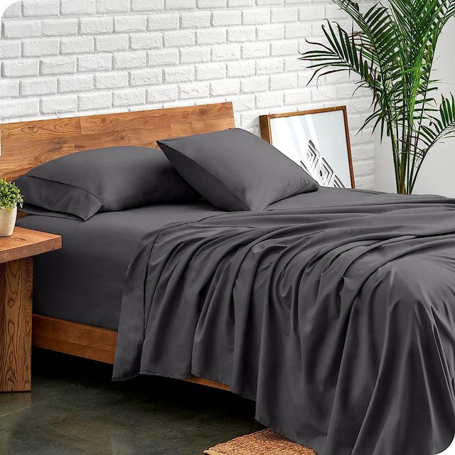 Bare Home King Sheet Set - 1800 Ultra-Soft Microfiber King Bed Sheets - Double Brushed - Deep Pockets - Easy Fit - Extra Soft - 4 Piece Set - Bedding Sheets & Pillowcases (King, Forged Iron Grey)