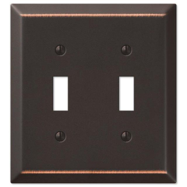 AMERELLE 163TTDB BRZ 2 TGL WALLPLATE, 2 Toggle, Aged Bronze