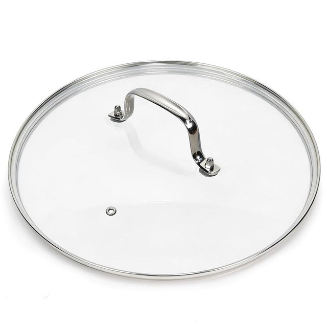 12 IN Glass Lid with Stainless Steel Handle for Frying Pan, Tempered Replacement Cover Compatible for Skillets, Round Cast Iron, Cast Aluminium, Stainless Steel Pans & Pots (297mm-312mm)