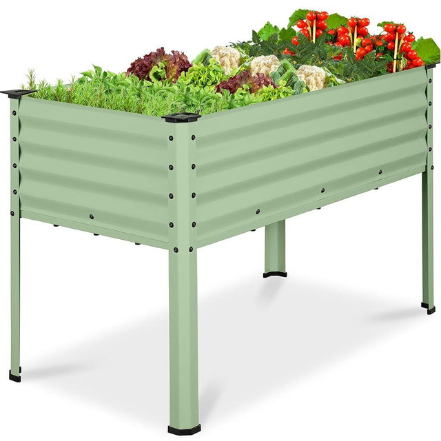 Best Choice Products 48x24x30in Galvanized Raised Garden Bed, Metal Elevated Planter Box, Vegetable Garden for Backyard, Patio, Balcony - Sage Green