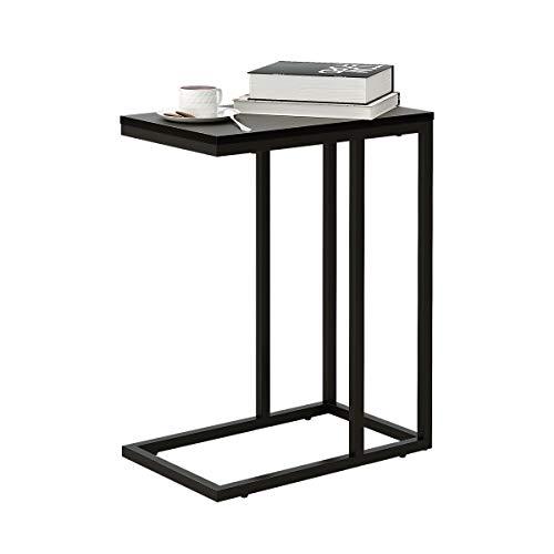 WLIVE C Shaped End Table, Snack Side Table for Sofa Couch and Bed, Black