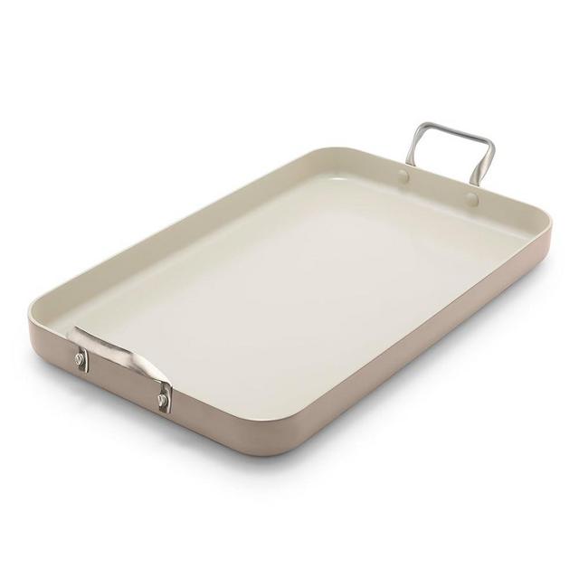 GreenPan 18" x 11" Double Burner Griddle Pan, Hard Anodized Healthy Ceramic Nonstick PFAS-Free, Stainless Steel Handles, Stovetop Cooking, Dishwasher Safe, Oven & Broiler Safe Cookware, Taupe