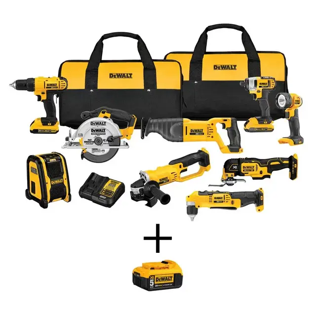 20-Volt MAX Cordless Combo Kit (9-Tool) with (2) 20-Volt 2.0Ah Batteries & (1) 20-Volt 5.0Ah Battery