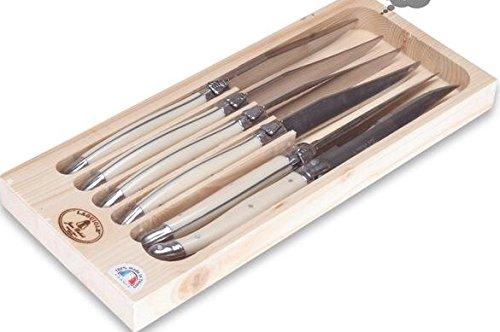 Laguiole Jean Dubost Steak Knives 6 Piece of Set with Iovry Handle -Thiers France