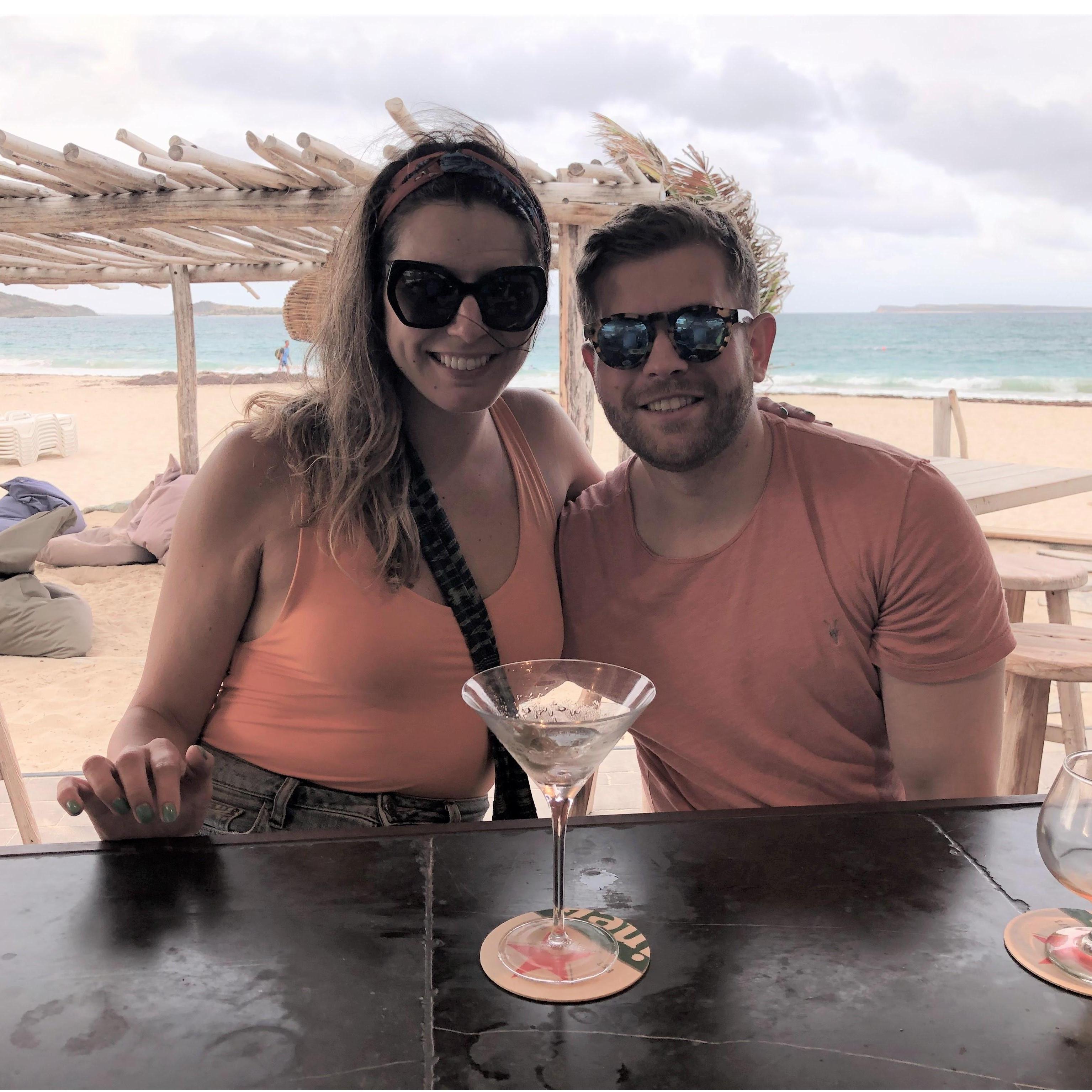 Our 1st trip to St. Martin to Orient Bay. Kicked off the afternoon with drinks and the beach!