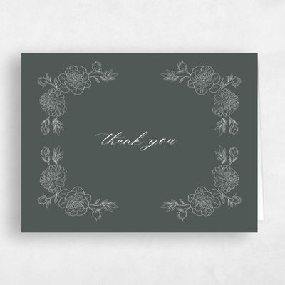 Dark Seaweed, Green Wedding Thank You - Mauve Landscape
