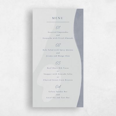 Powder Blue Wedding Menu - Madrid