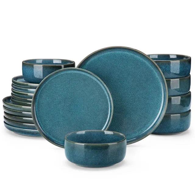 vancasso 18-Piecee Stoneware Dinnerware Set For 6 Person, Blue