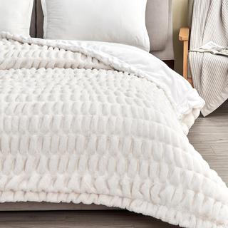 Alondra Ruched Faux Fur Throw Blanket