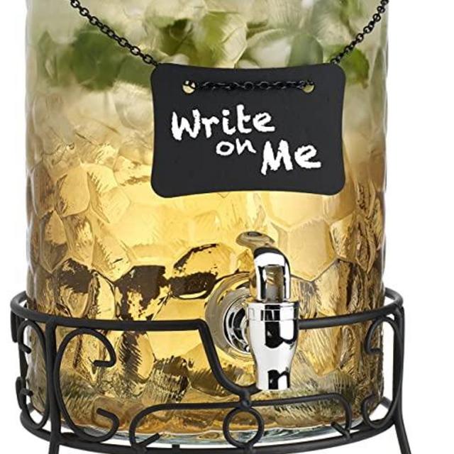 Classic Beverage Drink Dispenser Hammerd Durable Glass on Stand 1.5 Gallon with Chalk Board And Spigot