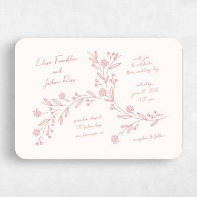 Pink Rounded Wedding Invitation - Larian Landscape
