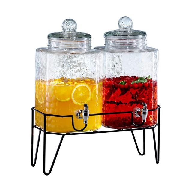 Style Setter Hamburg Dispensers with Stand (Set of 2), Glass, 1.5 Gallons Each