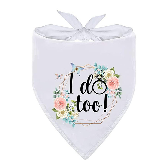 Ptzizi Funny White Wreath Wedding Pet Dog Bandana Dog Bibs Pet Scarf, Dog Engagement Wedding Party Bridal Shower Photo Prop Pet Accessories for Dog Lovers Gift
