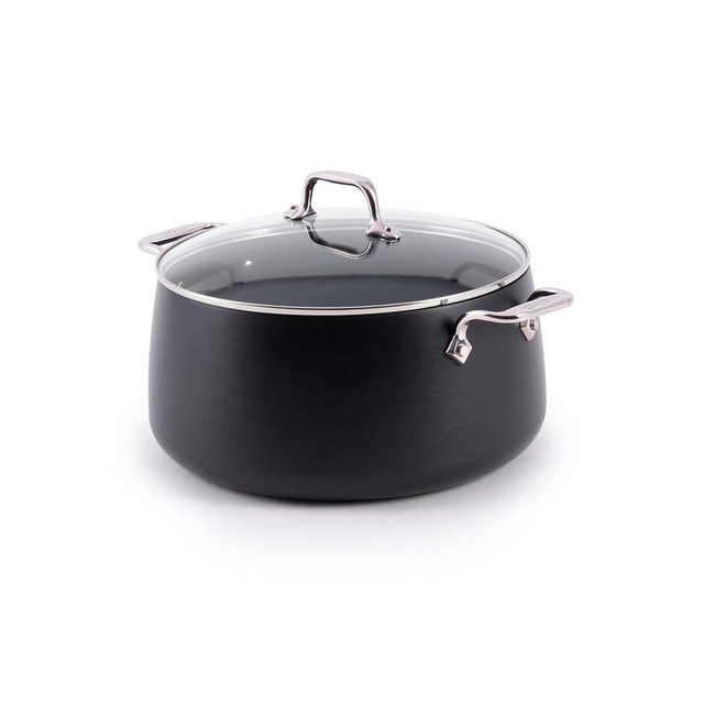 All-Clad HA1 Expert Hard Anodized Nonstick Stock Pot with Lid (8 Qt) For Pasta, Soup, Dishwasher-Safe, Oven-Safe Up to 500°F Compatible with All Stovetops (Gas, Electric & Induction) - Black
