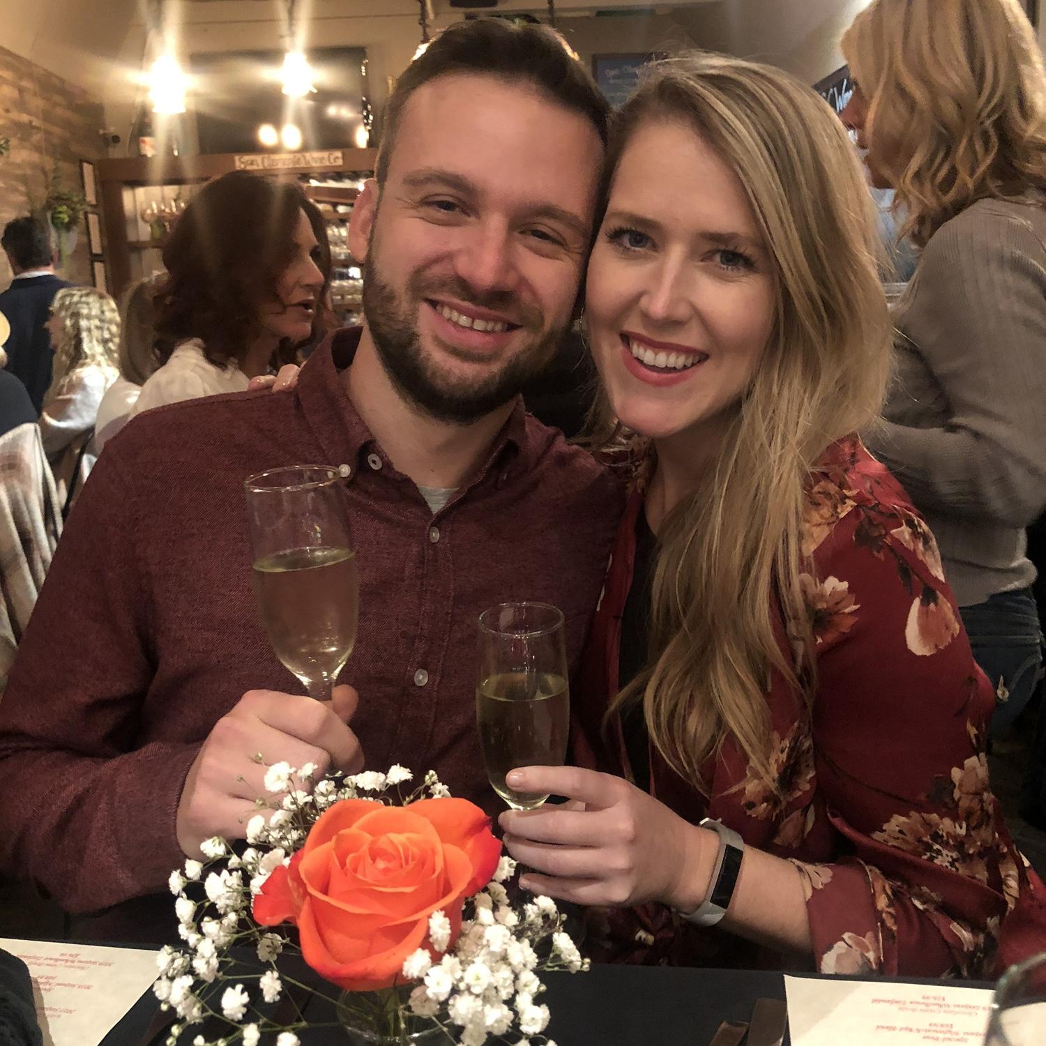 Enjoying a wine dinner with the family at San Clemente Wine Company January 2022