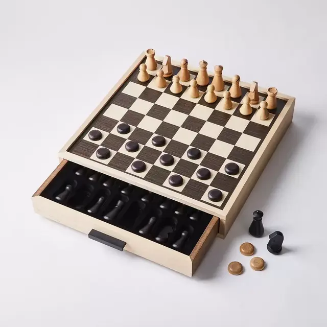 Chess & Checkers Luxe Maple Board Game