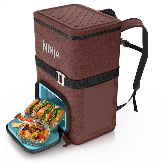 Ninja | Backpack Cooler | FrostVault Go Can Soft Cooler | Leakproof Zipper with Built in Can Opener, 2 Ice Packs & Dry Storage Drawer | for Hiking, Camping & More | 24/36 Can