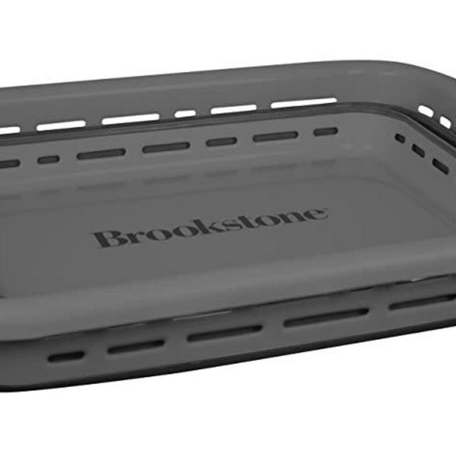 BROOKSTONE, Collapsing Laundry Basket, Comfort Grip Handles, Smart Space Saving Structure, Portable Pop Up Storage Box, only 3 Inches High When Folded, Dark Gray
