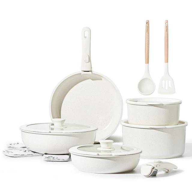CAROTE 17pcs Pots and Pans Set, Nonstick Cookware Set Detachable Handle, Induction Kitchen Cookware Sets Non Stick with Removable Handle, RV Cookware Set, Pots and Pans