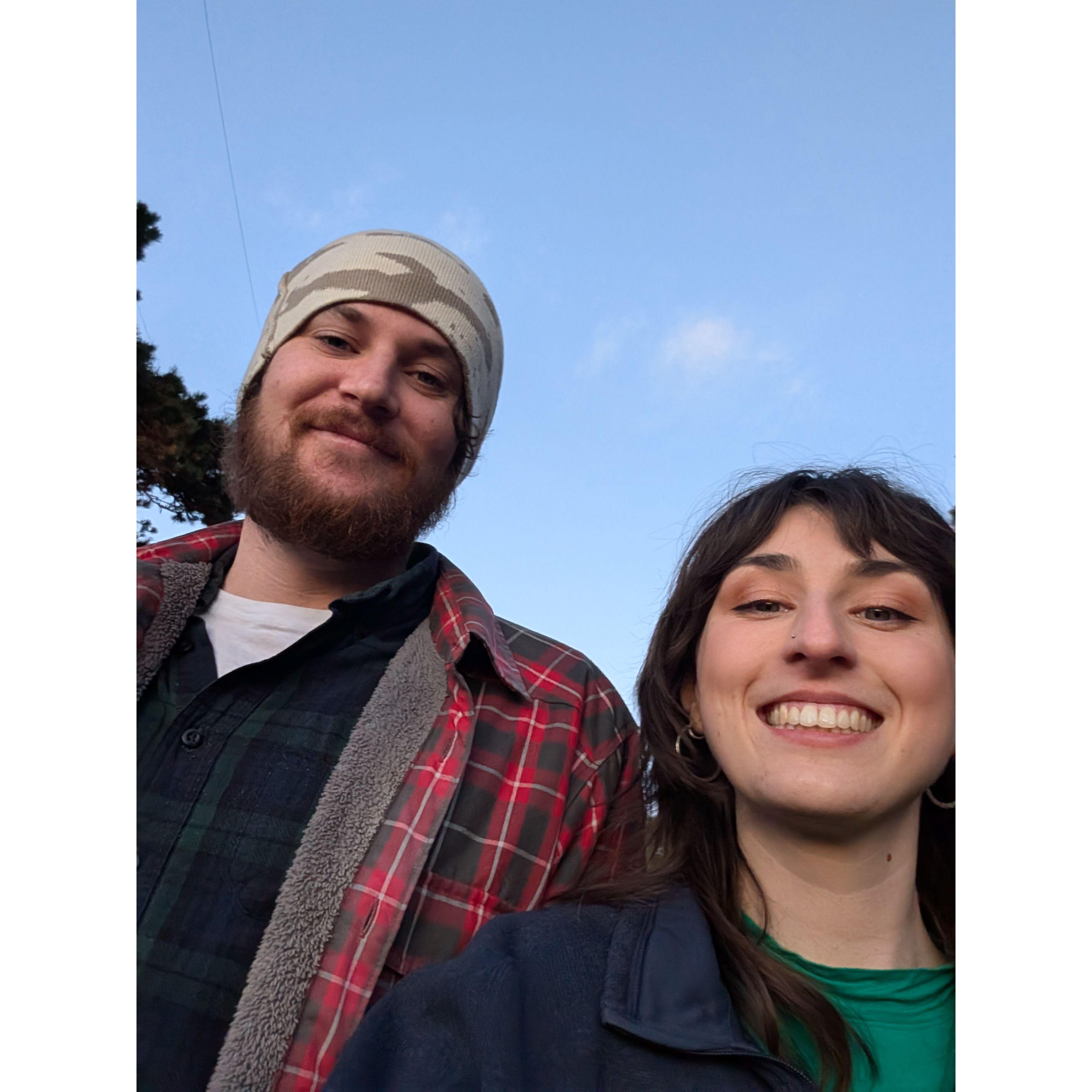 A selfie taken after christmas dinner 2024. Drew's big beard era