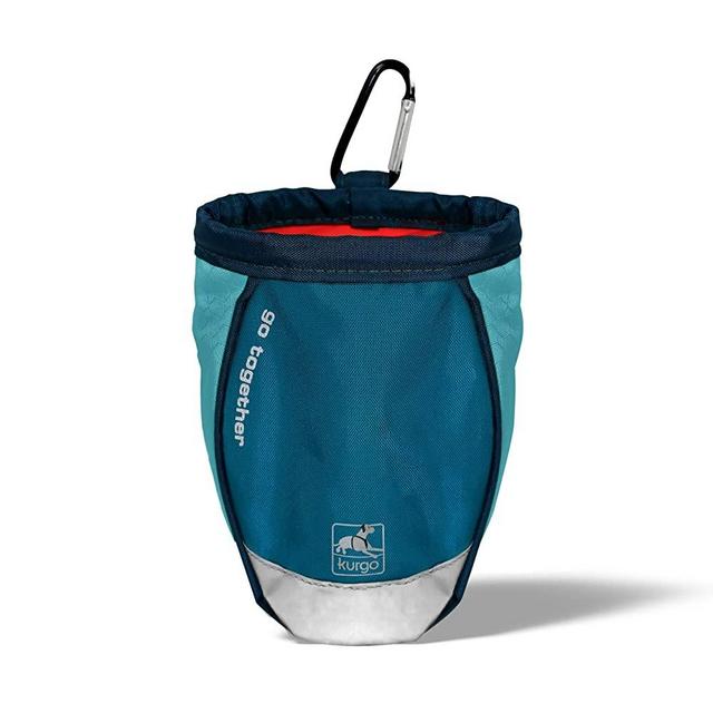 Kurgo Dog Training Treat Pouch Bag | Treat Bags for Dogs | Portable Pet Pocket Waist Clip Bag | Reflective Snack Bag for Pets | Includes Clip & Carabiner | Go Stuff-It Bag | Coastal Blue & Chili Red