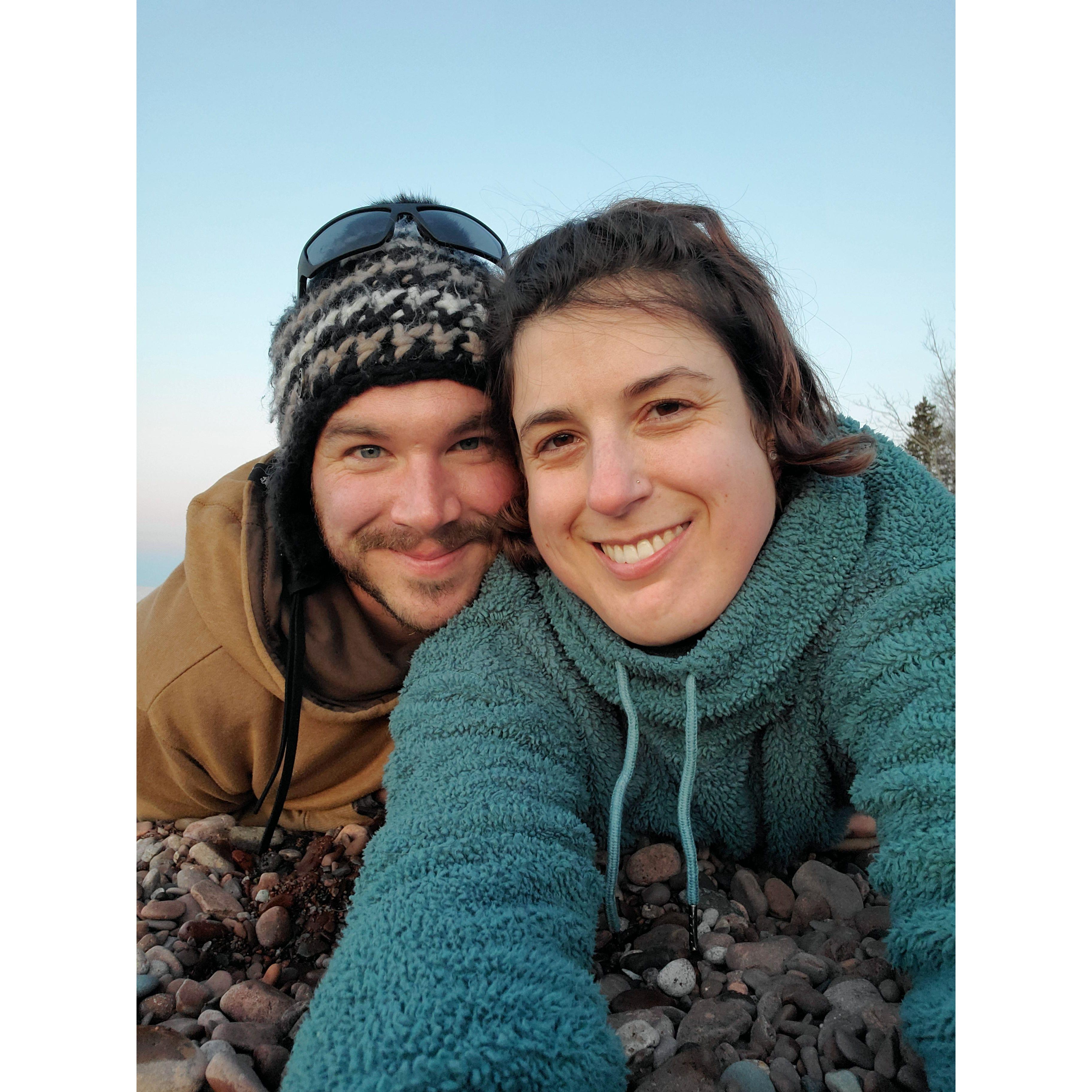 March 2023: Lounging on the rocks of Lake Superior