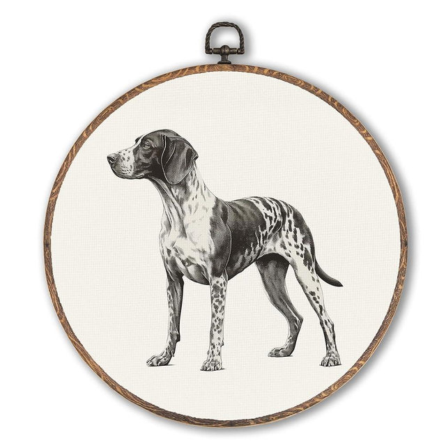 Hxlac German Shorthaired Pointer Round Wall Art Framed, Dog Mom Gifts Round Wall Decor, Dog Lovers Gifts Hanging Canvas Prints Wall Sculptures for Bathroom Bedroom Living Room Decor, 10x10 Inch