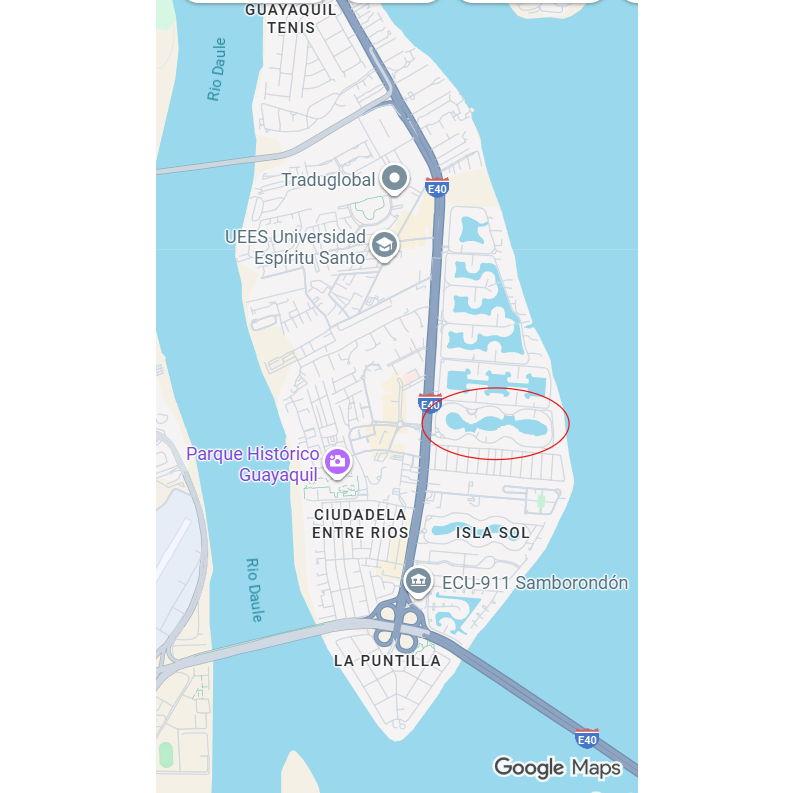 The ceremony and reception will be in the neighborhood Laguna Dorada circled in red