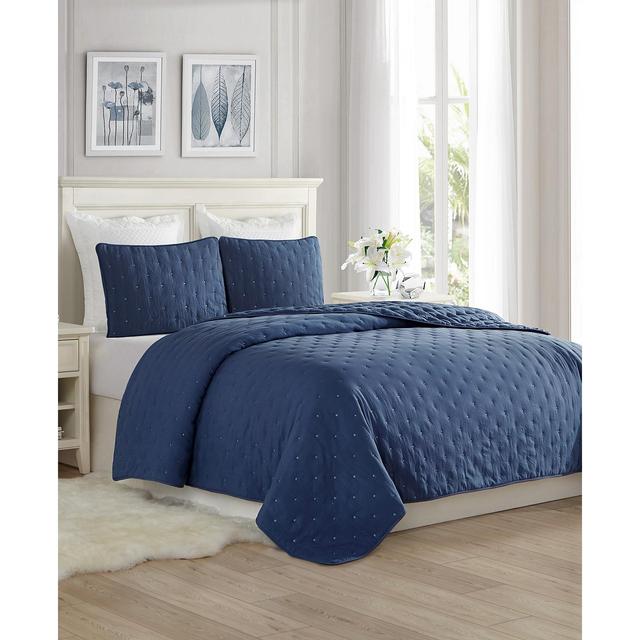 Super Soft Dot Embroidery Quilt Coverlet Set - King/Cal King
