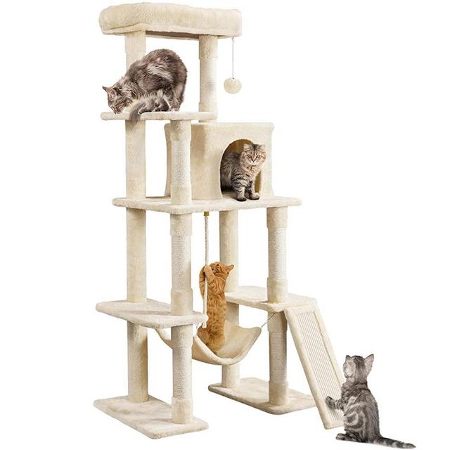 Yaheetech Cat Tree Cat Tower, 63 Inches Multi-Level Cat Tree for Indoor Cats, Cat Condo Furniture with Scratching Posts, Large Top Perch, Hammock, Tall Cat Climbing Stand for Cat Play
