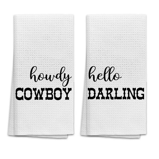 OHSUL Bath Towels,Howdy Cowboy Hello Darling Highly Absorbent Bath Towels Set Of 2,Funny Bathroom Humor Towels Set,Western Gifts,Cowboy Cowgirl Teen Girls Boys Gifts,Couples Gifts,Valentine’s Day Gift
