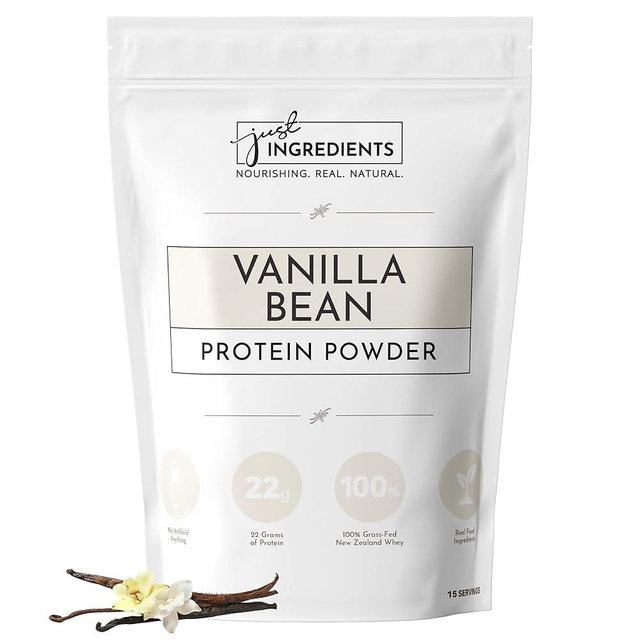 Just Ingredients Protein Powder | Vanilla Protein Powder Made with 100% Grass Fed, Non Denatured Whey | Four Different Protein Sources from Organic Whole Food Ingredients | 15 Servings | 22g Protein