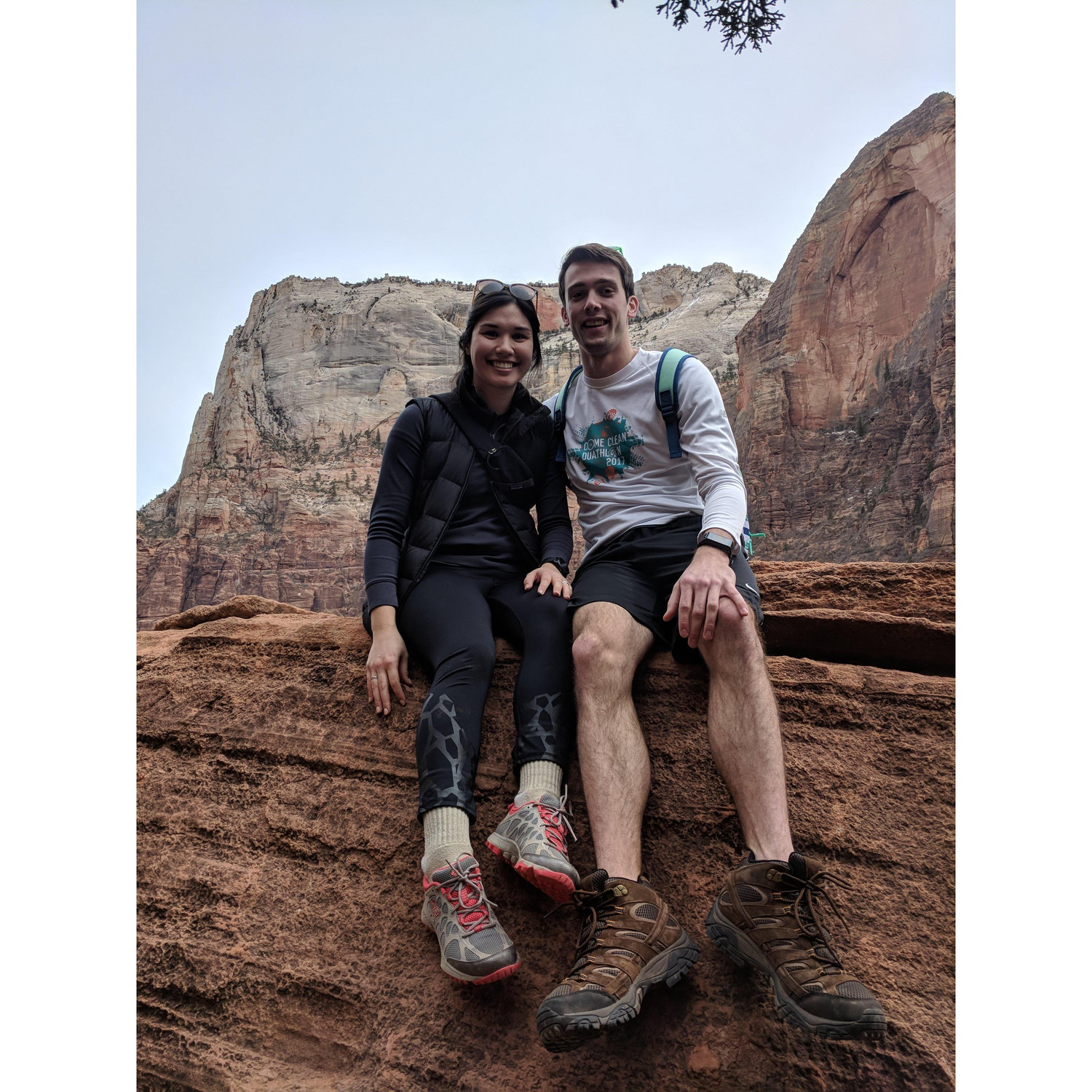 We climbed a really big rock at Zion and Julia almost ripped her leggings getting up there!