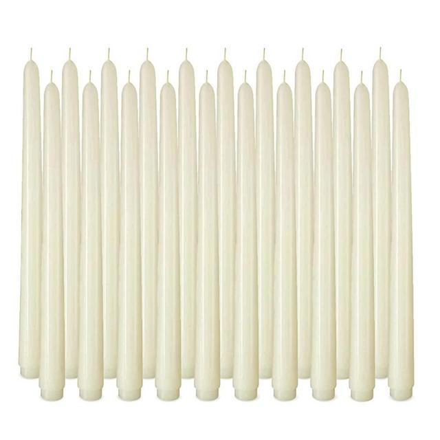 Arosky 20 Pack Ivory Taper Candles, 7-8 Hours Burn Time, Unscented, Smokeless and Dripless, 4/5 x 10 Inch Dinner Candle Set for Household, Wedding, Party and Home Décor Candlesticks