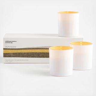 Wildflower Prairie and Summer Sky Scented Votive Candle, Set of 3