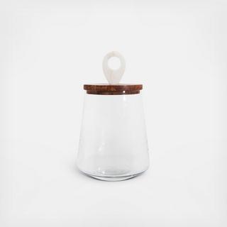 Clear Glass Jar with Mango Wood & Marble Lid