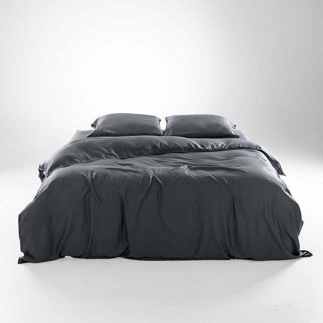 Olive + Crate Tencel Eucalyptus Cooling Duvet Cover Set - Hypoallergenic, Lyocell Tencel Duvet Cover - Soft, Temperature Regulating with Hidden Button Closure & Corner Ties - King Size [Charcoal]