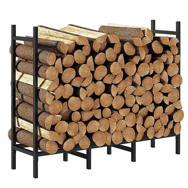 4ft Outdoor Indoor Firewood Rack Holder for Fireplace Wood Storage, Adjustable Fire Log Stacker Stand, Heavy Duty Logs Stand Stacker Holder for Fireplace Metal Lumber Storage Carrier Organizer