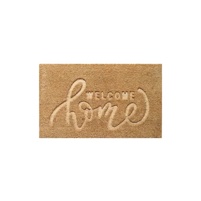 Gardenised Heavy Duty Coco Coir Doormat with Non Slip PVC Baking Embossed Welcome Design Coconut Fiber Floor Mat 18x30", Welcome Home