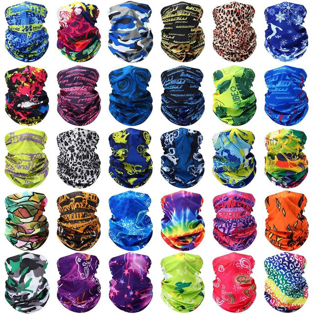 Tarpop 30 Pcs Neck Gaiters Scarf Elastic Wrap Headband Sweat Absorbing Bandana for Women Men Sports Yoga Running