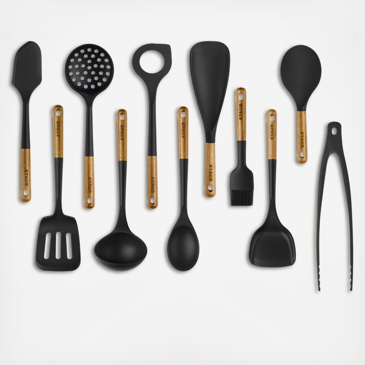 新品未使用 STAUBシリコン木製ハンドル 8ピースセット Staub, Silicone 11-Piece Cooking Utensil Set with Wood Handle | Zola