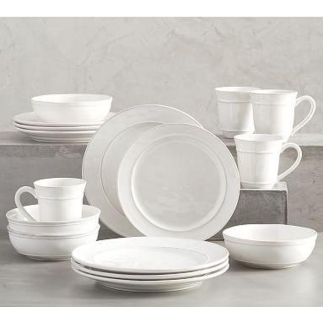 Cambria Dinnerware 16 Piece Set 10 3/4" Plate with Soup Bowl, Stone