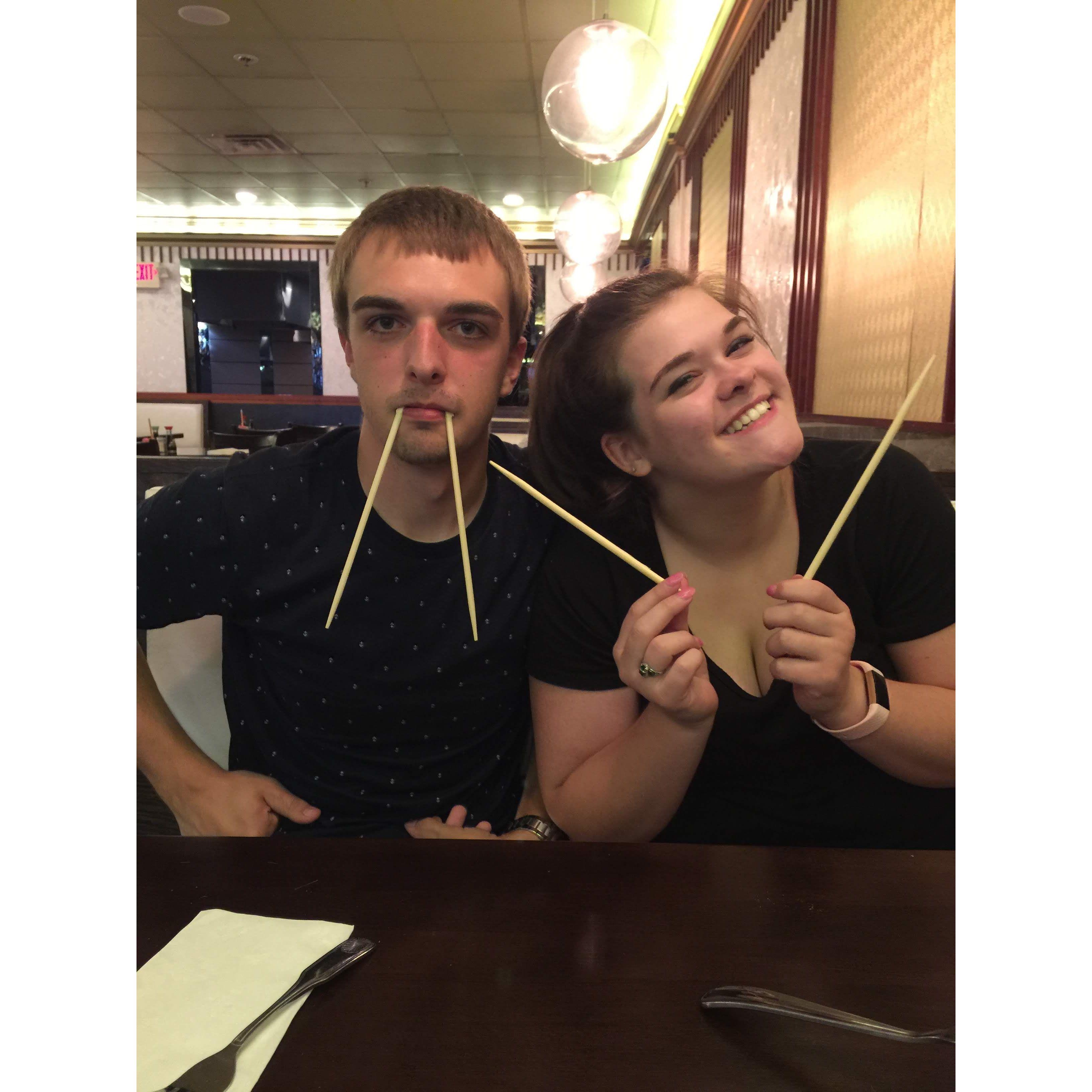 My mom took us to get sushi on our first half day as seniors in high school! Sushi is still one of our favorite dates to go on.